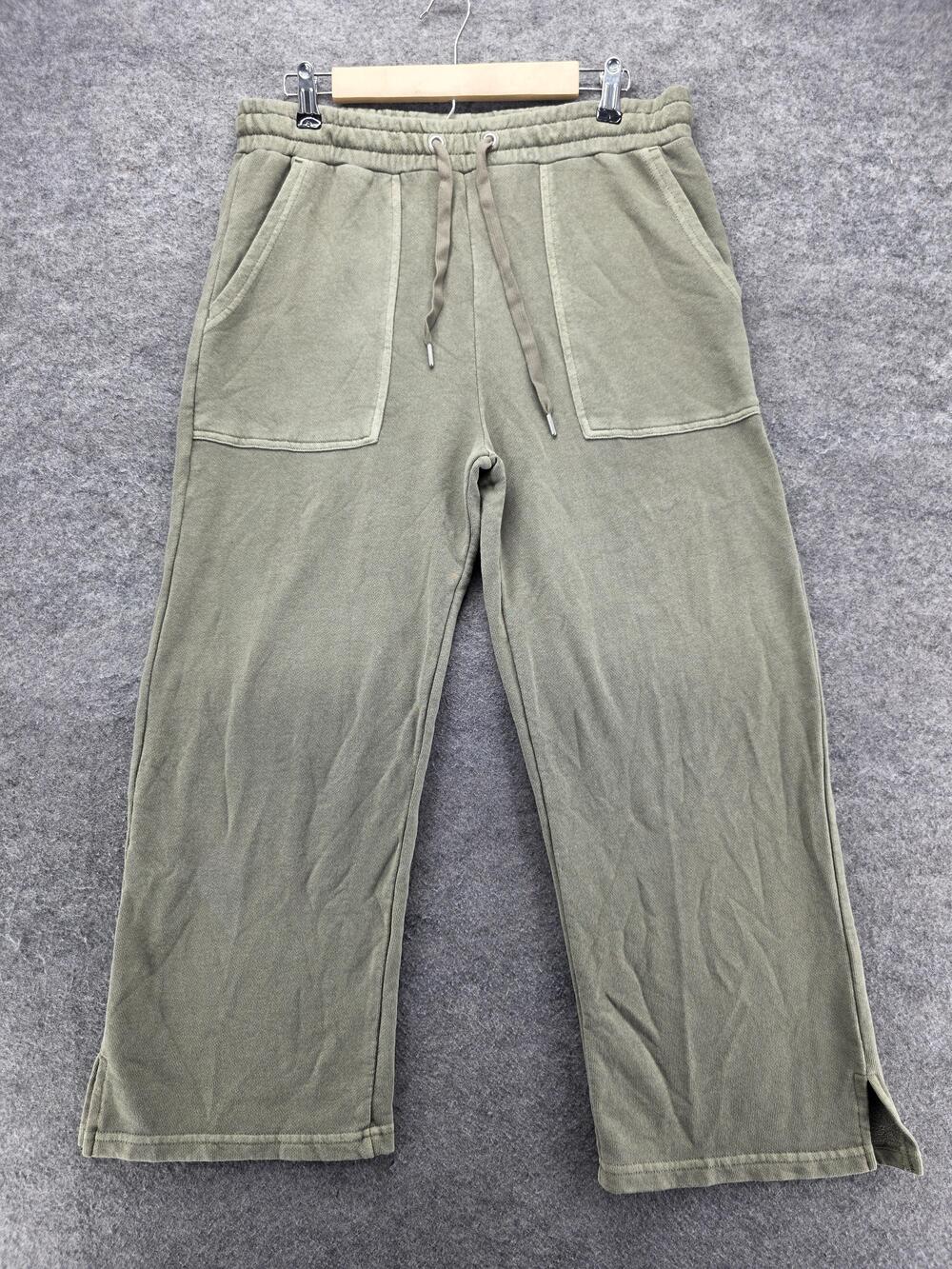 C&C California Pants Womens L Green Sweatpants French Terry Drawstring 26 In